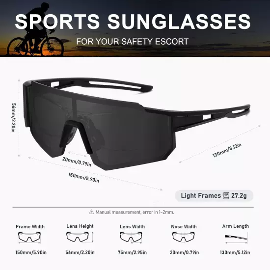 Polarized Sports Sunglasses for Men and Women,Fishing Cycling Mountain Bike Bas