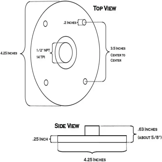 Half inch NPT Industrial Flange for DIY pipe lighting. 4.25" large floor flange