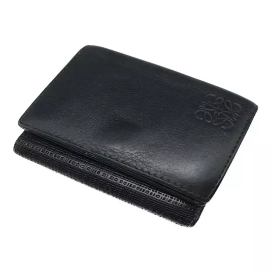 Loewe Black Leather Anagram Triple Fold/Trifold Wallet