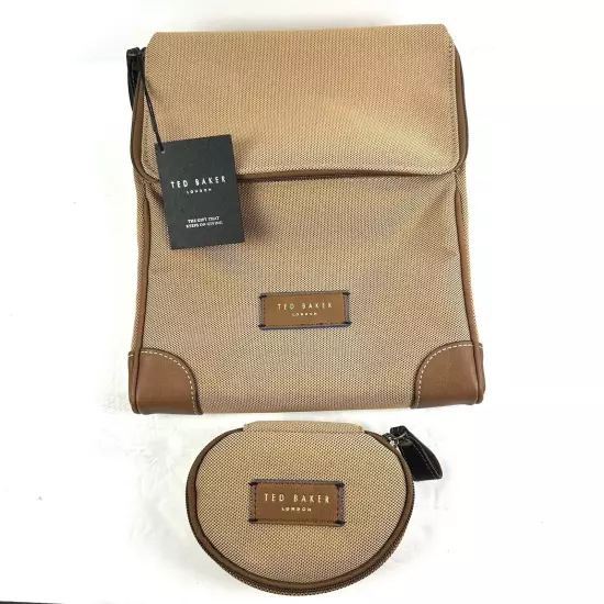 Ted Baker Smart Nylon Shirt Case With Pouch Brown Natural Travel Brand New