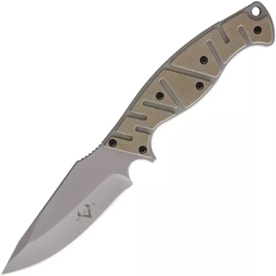 V NIVES Altered Beast Fixed Knife 4.5" D2 Tool Steel Blade Coyote Brown G10