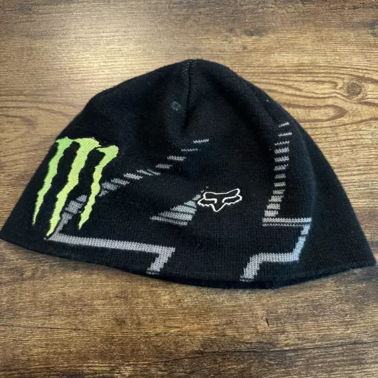 RARE Vintage Monster Energy/Fox Racing #4 Ricky Carmichael Black Knit Beanie