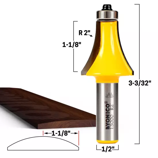 2" Radius Guitar Finger Board Radiusing Router Bit - 1/2" Shank - Yonico 13000