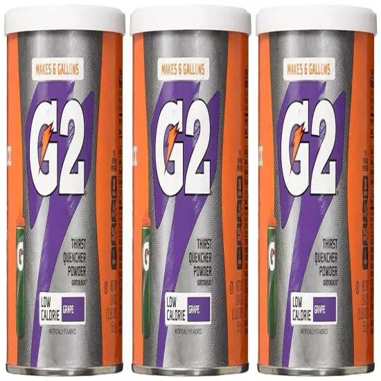 Gatorade Thirst Quencher Powder G2 Low Calorie Grape 19.4 Ounce Pack of 3