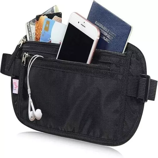 Money Belt Travel Wallet Women Men RFID Blocking Passport Holder Fanny Pack Kit