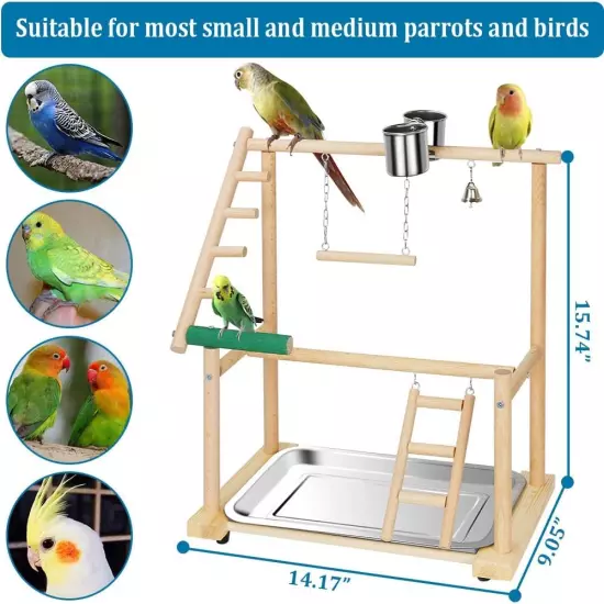 Pet Parrot Playstand Parrots Bird Playground Bird Play Stand Wood Perch Gym Play