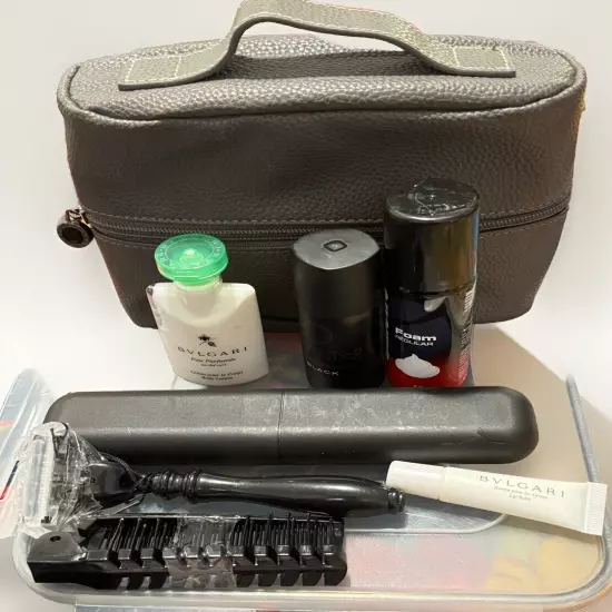 Men’s Bvlgari Emirates Travel Pouch Kit Bag With Toiletries