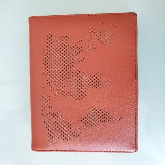 Unisex World Passport Holder, 7.3" x 4.7, Synthetic Brown Leather