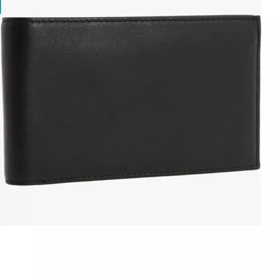 BOSCA ESSENTIALS MENS NAPPA LEATHER BI-FOLD WALLET BLACK NEW IN BOX