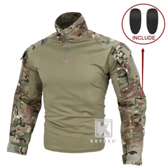 KRYDEX G3 Combat Shirt Long Sleeve with Elbow Pads Tops Camo Multicam Airsoft