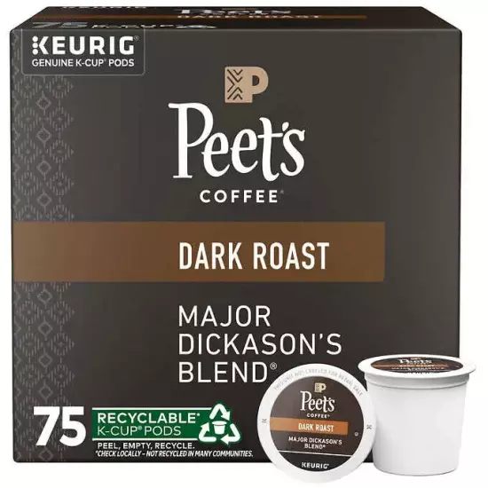 Peet's Coffee Major Dickason's Blend K-Cup Pod, 75-count FREESHIP