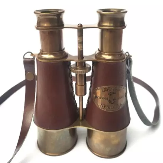 SIFAAT WORLD 6" Antique Solid Brass Brown Leather Binoculars, Cyber Monday Gift