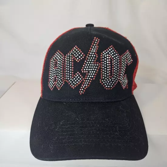 AC/DC Bling Bling Trucker Hat Cap Black & Red Mesh color Snap Back Cap 2004 (U)