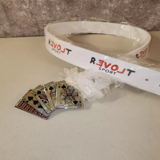 Revolt Sport Golf Belt White Gambler Buckle Royal Flush Sz 34 &40 NEW!! 