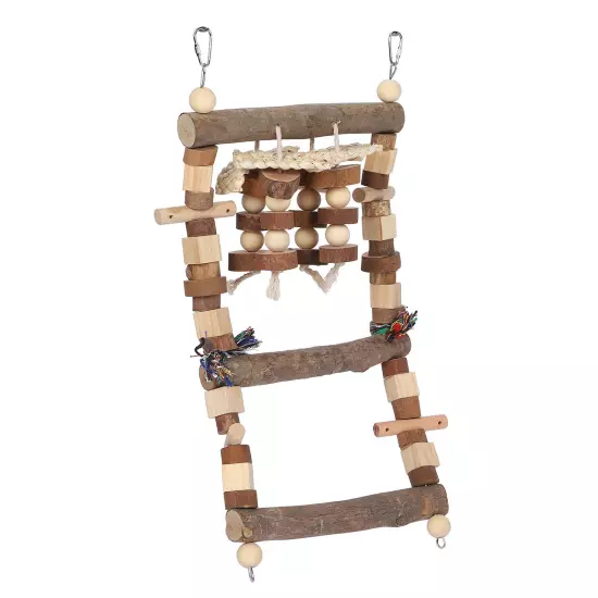 Bird Ladder Bridge Swing Chewing Toys Natural Logs Cage Accessories F AD5