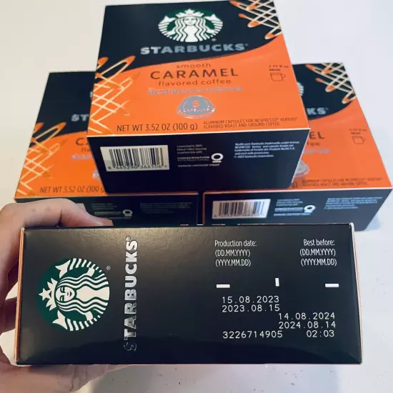 x4 Starbucks Smooth Caramel Flavored Coffee Nespresso Vertuo 8 Caps bb 8/24