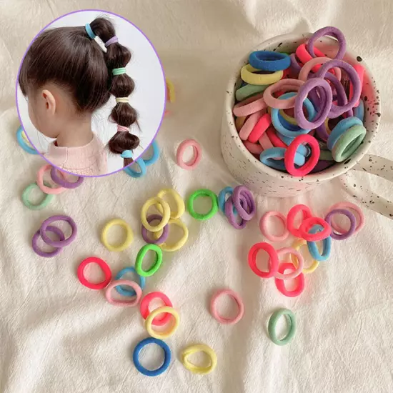 100PCS Mini Small stretchy Endless Elastics Girls kids hair Bobbles Bands