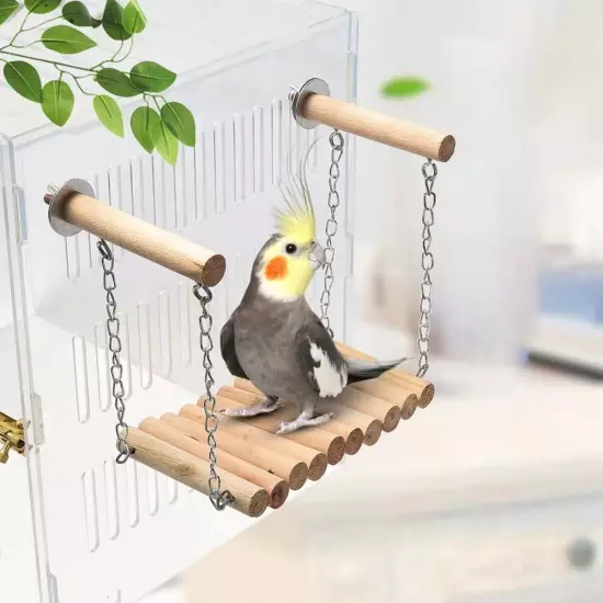 Bird Parrot Ladder Bird Swing Toy Perch Climbing Toy Wood Ladder Bird