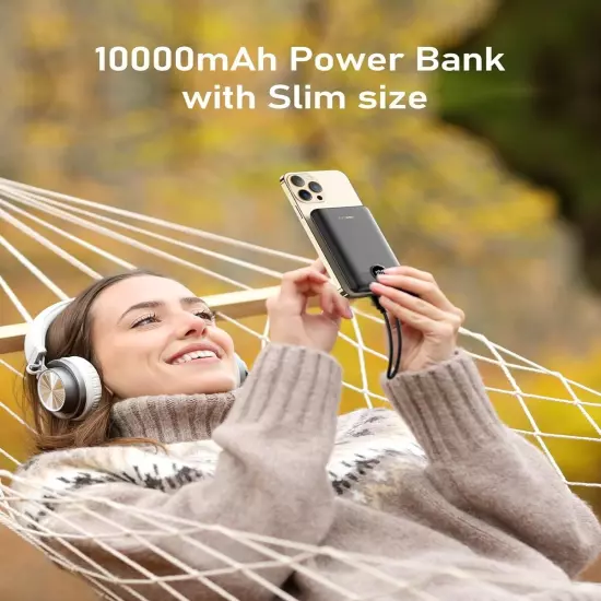 Mini Power Bank 10000mAh, 22.5W Fast Charging Small Portable Charger with PD 3.0