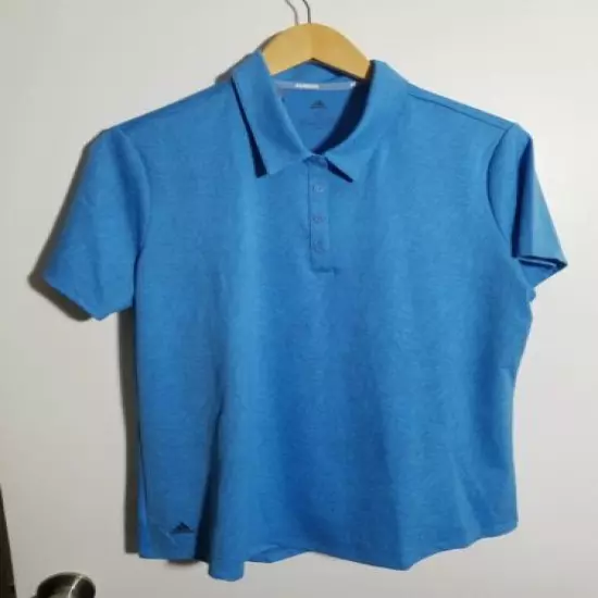 NWT WOMEN'S ADIDAS JACQUARD POLO, SIZE: X-LARGE, COLOR: LIGHT BLUE (J377)