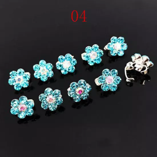 10PC Mini Claw Clamp Sweet Girls Hair Clip Metal Rhinestone Crystal Flower WOMEN