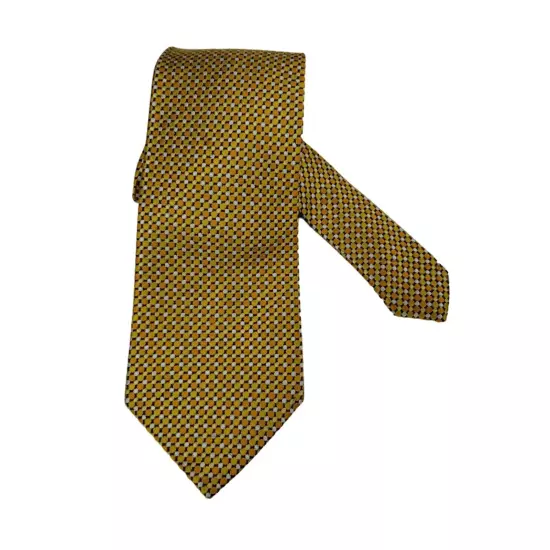 Fabio Fazio Mens Silk Yellow and Black Hexagon Pattern Tie