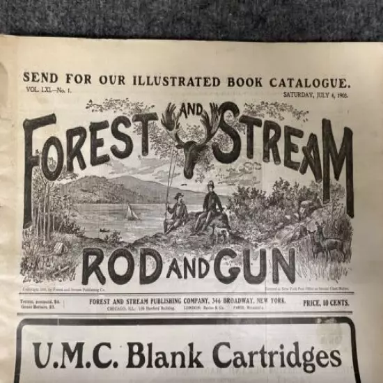 Vintage July 1903 Forest and Stream Rod And Gun Magazine In EUC