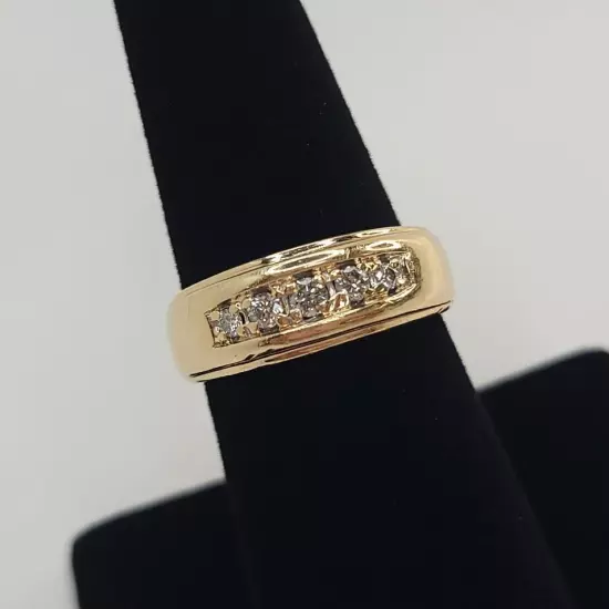 14K YELLOW GOLD DIAMOND BAND 7.4G SIZE 8 (TDW029054)