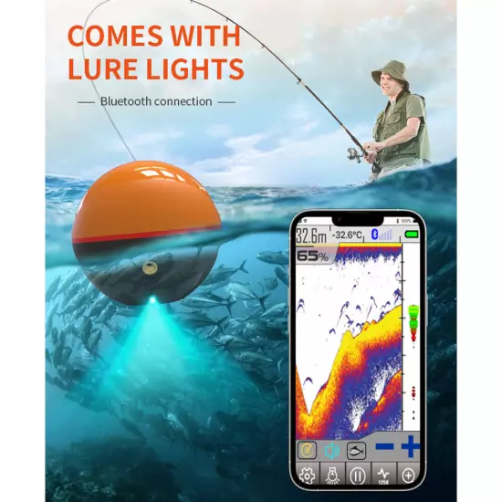 Wireless Buletooth Fish Finder Underwater Depth Echo Sounder With GPS Fishing