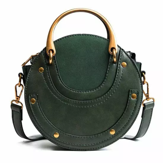 Circular Scrub Women Leather Bags Retro Small Round Lady Shoulder Bags Handbag 