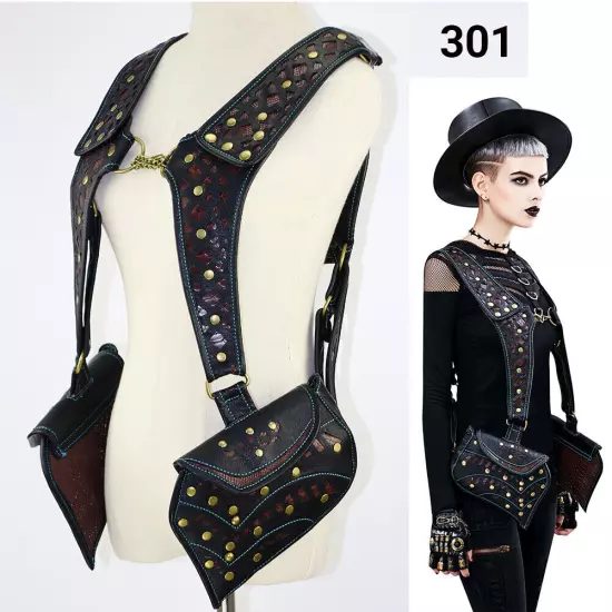 Rock PU Leather Shoulder Motorcycle Skull Bag Waist Pack Bag Handbag Leg Purse