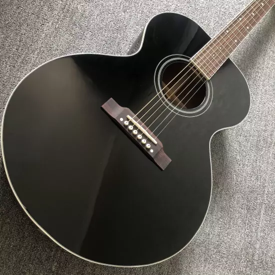 Solid spruce top, high quality black 180 series acoustic guitar,