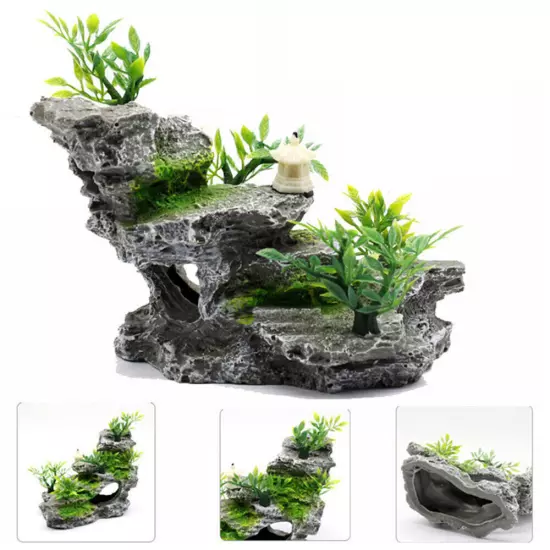 Aquarium Fish Tank Fake Rockery Cave Mountain Stone Hiding Fish Cave Ornament