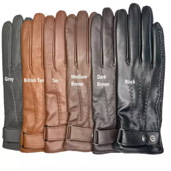 Men's GENUINE SHEEPSKIN soft leather Braided winter gloves w/ Cashmere lining 