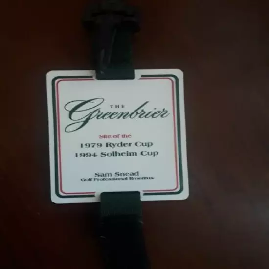 Awesome Greenbrier Hotel Bag Tag 1979 Ryder Cup Sam Snead Solheim On Reverse