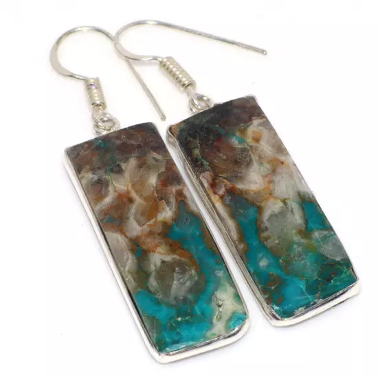 Quantum Quatrro 925 Silver Plated Gemstone Earrings 2" Elegant Gift GW