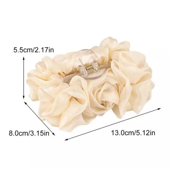 Large Chiffon Rose Flower Bow Hair Claw Jaw Clips For Women Hair Clamps•