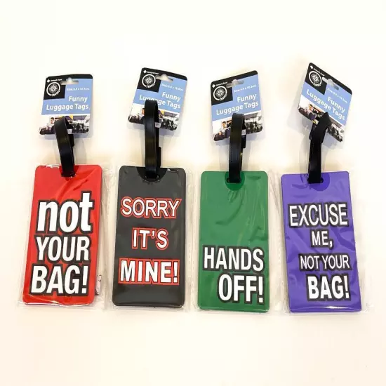 4x Funny Travel Luggage Tags Name Tag Address ID Labels for Suitcase Bag 4pc Set