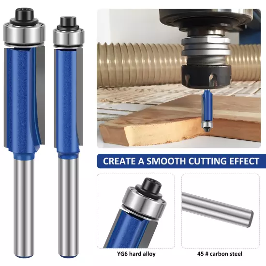 4Pcs 1/4inch Shank Flush Trim Router Bit Set Carbide Top Bearing Wood Cuttingφ