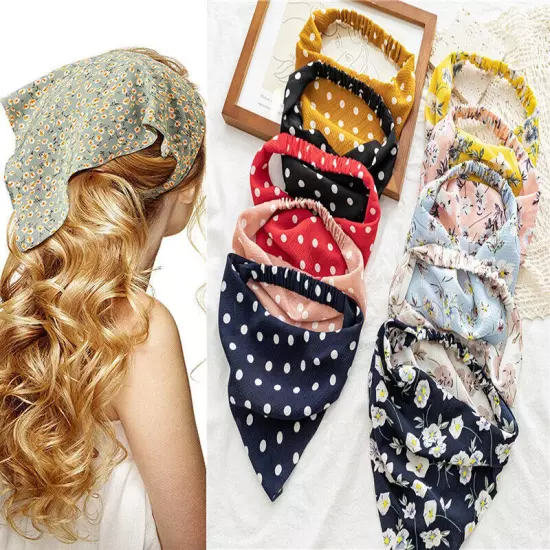 Women Stretch Turban Bandana Head Wrap Boho Floral Elastic Hair Band Hair Scarf