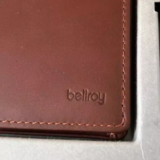 Bellroy RFID Premium Leather Travel Wallet w/Pen Cocoa Brown New Open Package