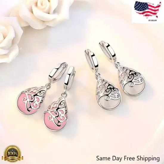 Pretty Women 925 Silver Filled Drop Earring Cubic Zircon Wedding Party Jewelry