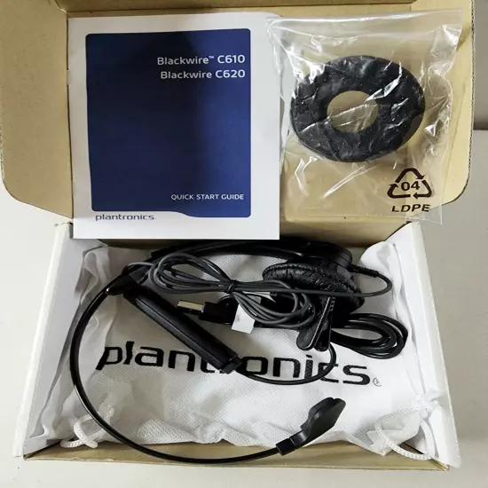 New Plantronics Blackwire C610 USB Noise-Cancelling Black Headset 