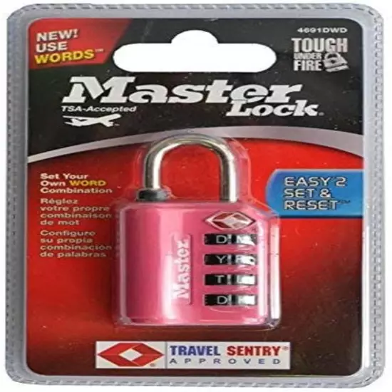 Master Lock 4691DWD TSA Approved Set Your Own Word Combination Lock,1 Pack