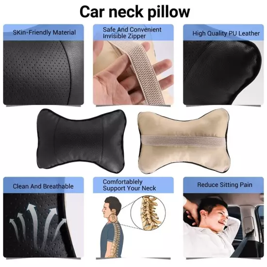 2Pcs Car Neck Pillow Breathable Rest Cushion Relax Neck Support7450