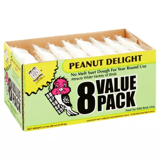 C&S Peanut Delight Value Pack, 8 Suet Cakes, Wild Bird Food Free & Fast Shipping