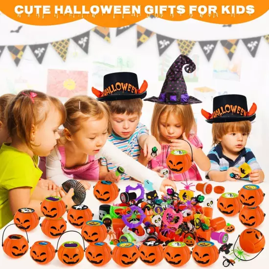 168 PCS Halloween Toys, 24 Pack Prefilled Pumpkin Box, Halloween Party Favors...