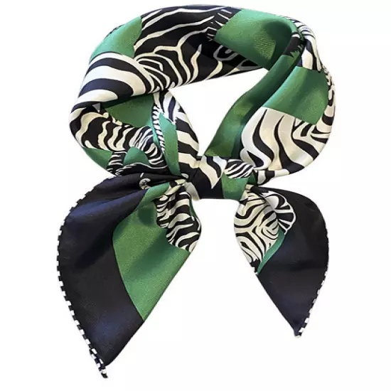 100% Silk twill 26" Square Scarf Women neckerchief Wrap green