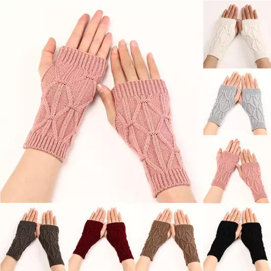 1Pair Fingerless Arm Warm Winter Knitted Gloves Hand Long Warmer Mittens Unisex