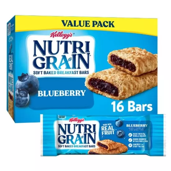 Nutri-Grain Blueberry Chewy Soft Baked Breakfast Bars 20.8oz Kids Snacks 16 Bar